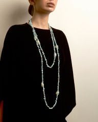 Y-LARIMAR, PEARL VE AVANTURİNE ÇOK UZUN KOLYE