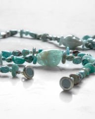 Y-LARIMAR, PEARL VE AVANTURİNE ÇOK UZUN KOLYE