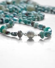 LARIMAR, PEARL VE AVANTURİNE ÇOK UZUN KOLYE