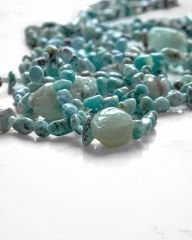 Y-LARIMAR, PEARL VE AVANTURİNE ÇOK UZUN KOLYE