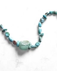 Y-LARIMAR, PEARL VE AVANTURİNE ÇOK UZUN KOLYE