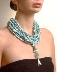 LARIMAR, PEARL VE AVANTURINE PANDANTİF TASARIM KOLYE