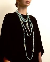 LARIMAR, PEARL VE AVANTURINE PANDANTİF TASARIM KOLYE