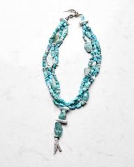 Y-LARIMAR, PEARL VE AVANTURINE PANDANTİF TASARIM KOLYE