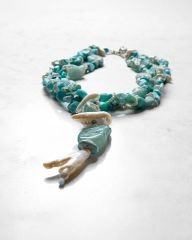 Y-LARIMAR, PEARL VE AVANTURINE PANDANTİF TASARIM KOLYE