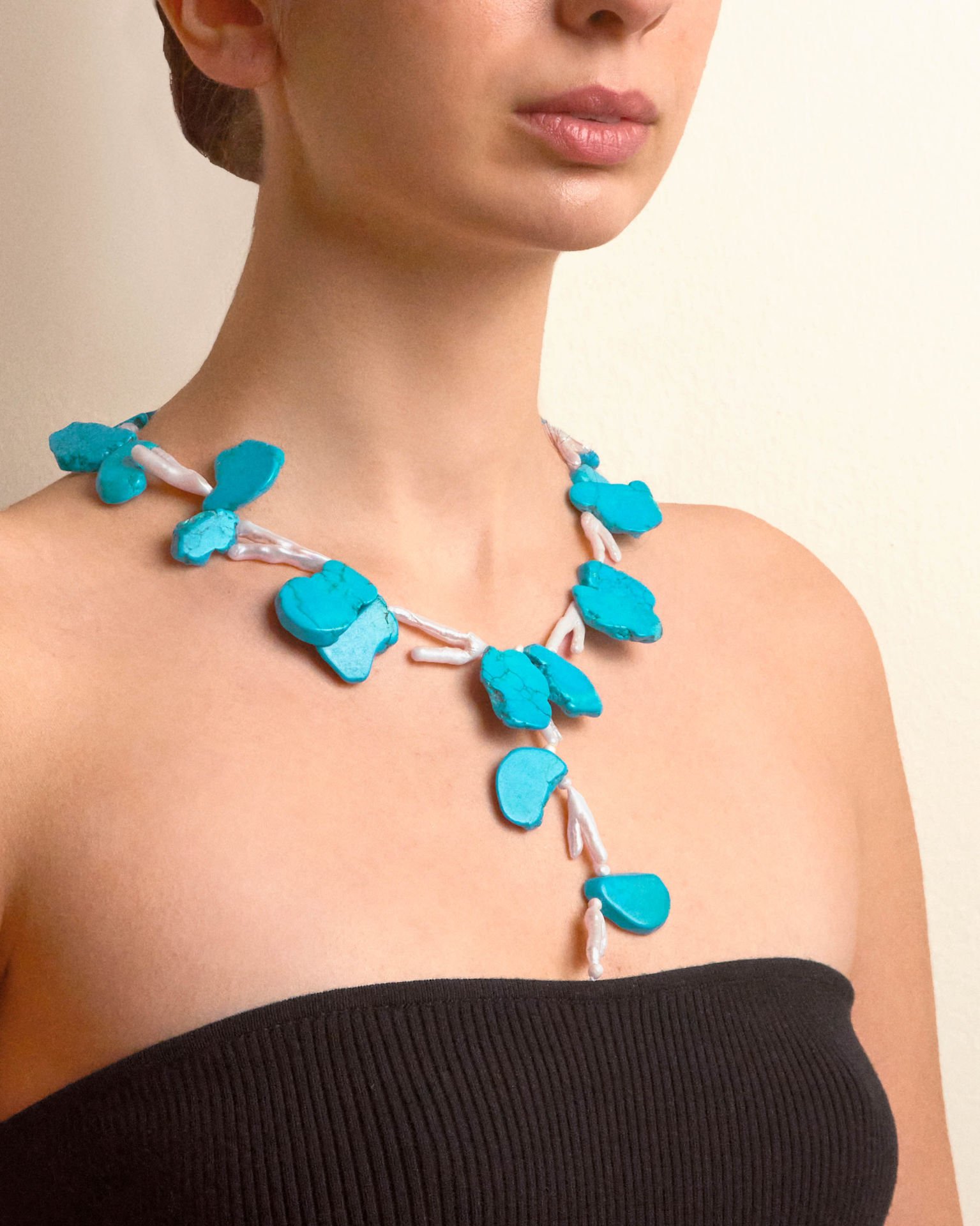 TURKUAZ VE CHICKEN FEET PEARL KOLYE