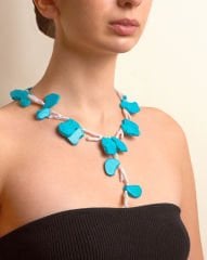 Y-TURKUAZ VE CHICKEN FEET PEARL KOLYE