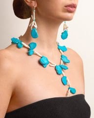 Y-TURKUAZ VE CHICKEN FEET PEARL KOLYE