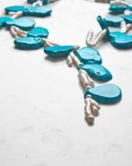 Y-TURKUAZ VE CHICKEN FEET PEARL KOLYE