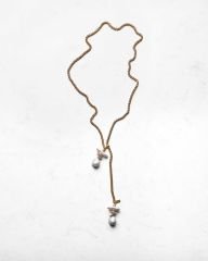 ÇİFT PANDANTİFLİ ASANSÖR KLİPSLİ BAROK İNCİ KOLYE