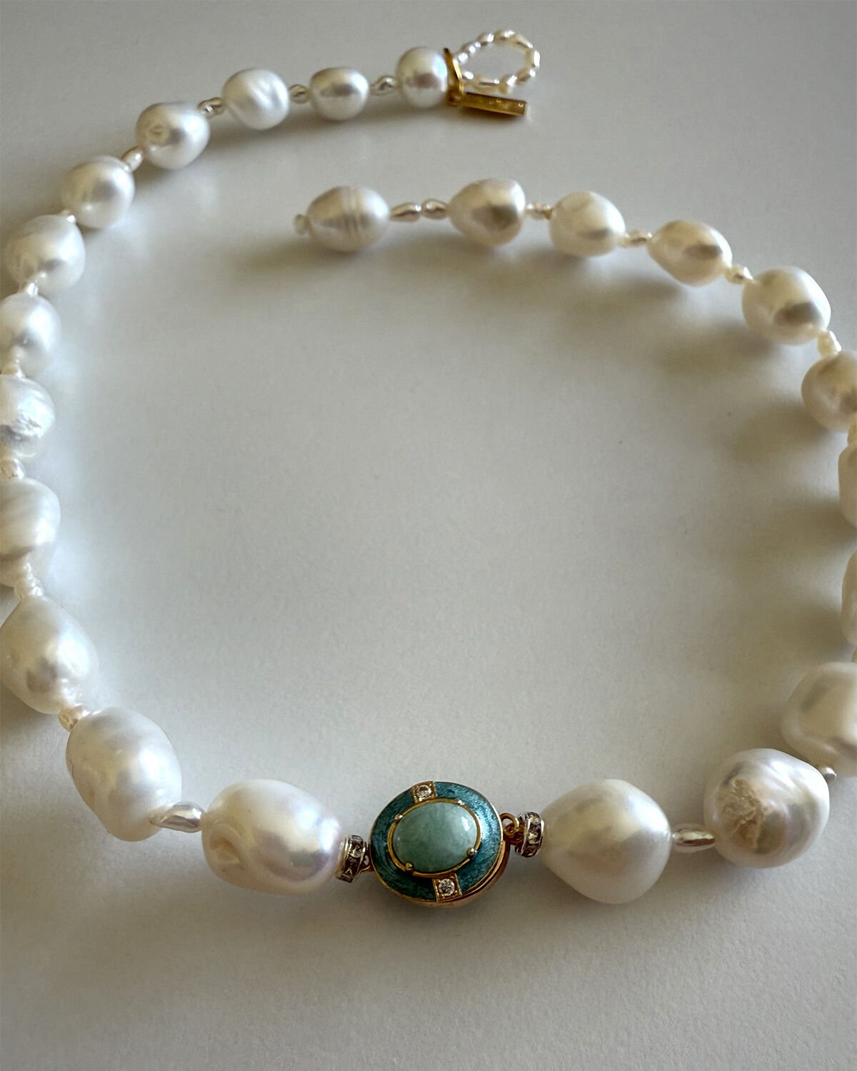 Y-AMAZONITE&PEARL PRENSES KOLYE