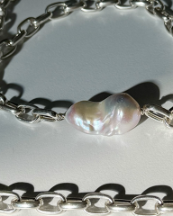 Y-BAROK İNCİLİ GÜMÜŞ KOLYE