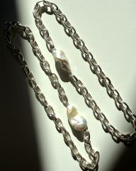 Y-BAROK İNCİLİ GÜMÜŞ KOLYE