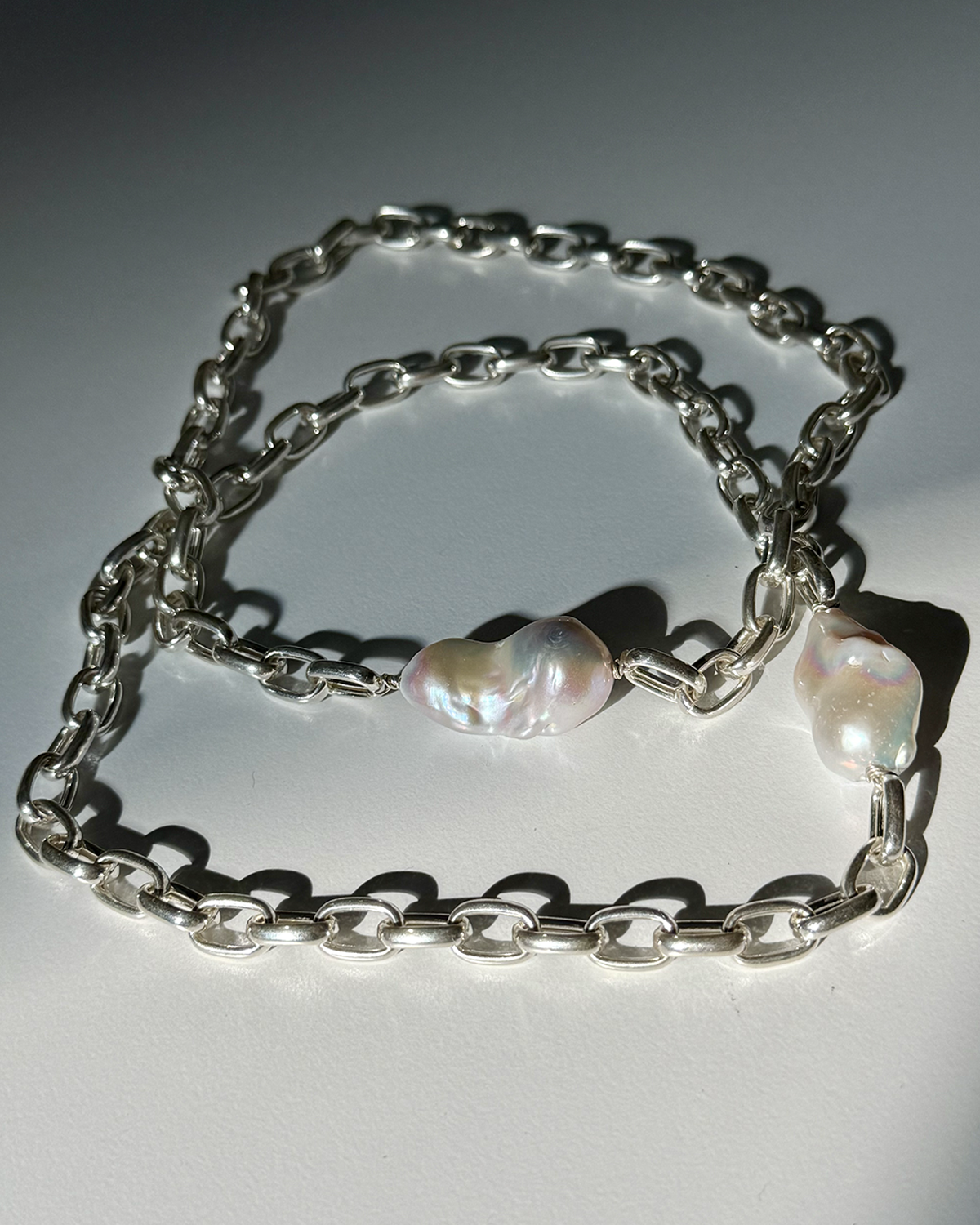 Y-BAROK İNCİLİ GÜMÜŞ KOLYE