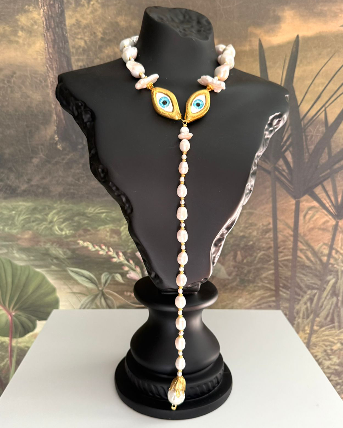 OCULUS TALISMAN SARI PANDANTİF İNCİLİ CHOKER KOLYE