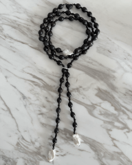 Y-BAROK İNCİ DETAYLI ABANOZ UZUN KOLYE