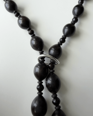 Y-BAROK İNCİ DETAYLI ABANOZ UZUN KOLYE