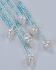 HIDDEN GARDEN BLUE TOPAZ PÜSKÜLLÜ BAROK İNCİ CHOKER KOLYE