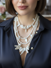 Y-LAYERLI BAROK İNCİ KOLYE