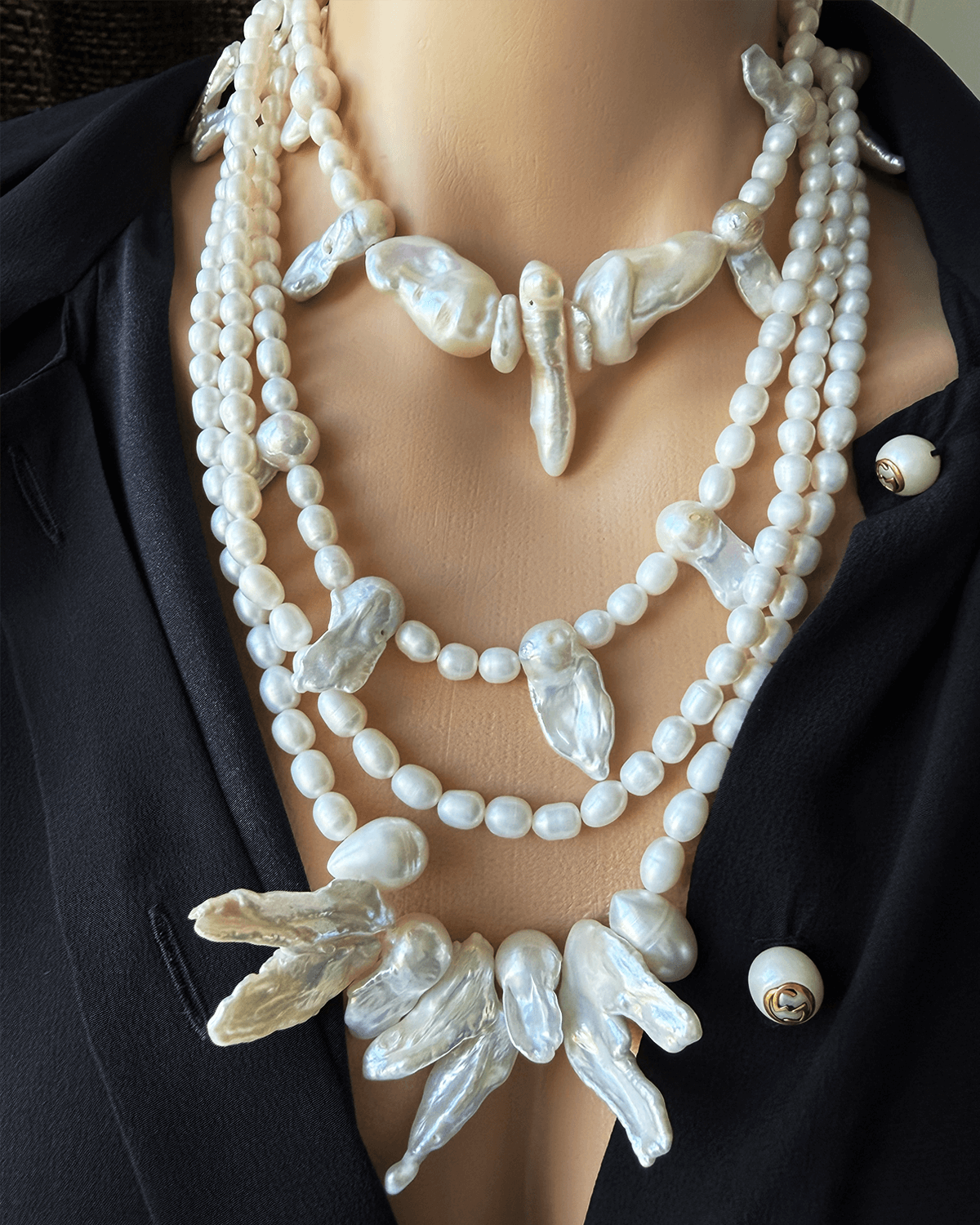 LAYERLI BAROK İNCİ KOLYE