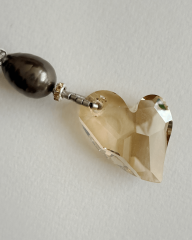 Y-MALLORCA İNCİLİ SWAROVSKI KALPLİ KOLYE