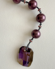 SWAROVSKI TAŞ PENDANTLI MALLORCA İNCİ Y KOLYE