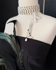 AURORA BLOSSOM NOVA UZUN İNCİ ZİNCİRLİ KATMANLI CHOKER KOLYE