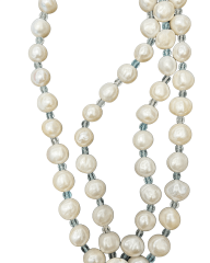 Y-AURORA BLOSSOM PLUS BLUE TOPAZ ÇİFT SIRA İNCİLİ KOLYE