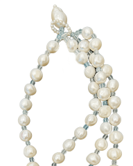 HIDDEN GARDEN BLUE TOPAZ ÇİFT SIRA İNCİLİ KOLYE