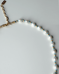 Y-TURKUAZ DETAYLI PRENSES İNCİ KOLYE