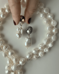 MY PRECIOUS BAROK İNCİ VE HİNT ELMASLI KÜPE