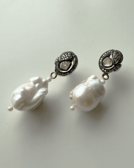 MY PRECIOUS BAROK İNCİ VE HİNT ELMASLI KÜPE