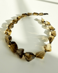 GOLDEN TOPAZ EL YAPIMI FACETED DOĞAL TAŞ KOLYE