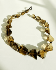 GOLDEN TOPAZ EL YAPIMI FACETED DOĞAL TAŞ KOLYE