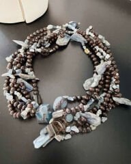 ÇOK SIRALI KYANİT CHOKER STATEMENT KOLYE