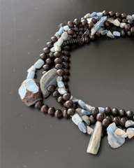 KYANIT VE SMOKY QUARTZ DETAYLI UZUN VENGE KOLYE