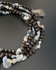 KYANIT VE SMOKY QUARTZ DETAYLI UZUN VENGE KOLYE