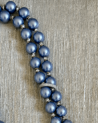 SWAROVSKI KALP VE HEMATİT DETAYLI MALLORCA İNCİ UZUN KOLYE