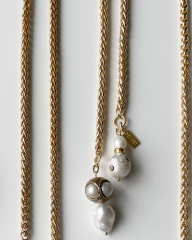 İNCİ TOPUZLU UZUN PANDANTİF KOLYE