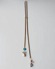 TURKUAZ DETAYLI BAROK İNCİLİ PANDANTİF KOLYE