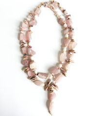 ROSA GLAM PINK QUARTZ VE OPAL KISA KOLYE