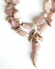 ROSA GLAM PINK QUARTZ VE OPAL KISA KOLYE