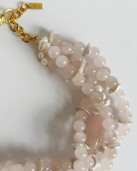 ROSA GLAM PINK QUARTZ VE PINK OPAL CHOKER KOLYE