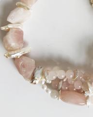 ROSA GLAM PINK QUARTZ VE PINK OPAL CHOKER KOLYE