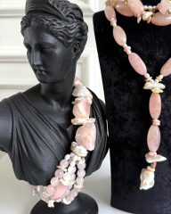 ROSA GLAM PINK QUARTZ VE PINK OPAL CHOKER KOLYE