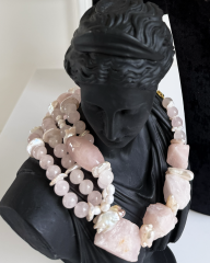 ROSA GLAM PINK QUARTZ VE PINK OPAL CHOKER KOLYE