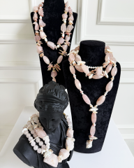 ROSA GLAM PINK QUARTZ VE PINK OPAL CHOKER KOLYE