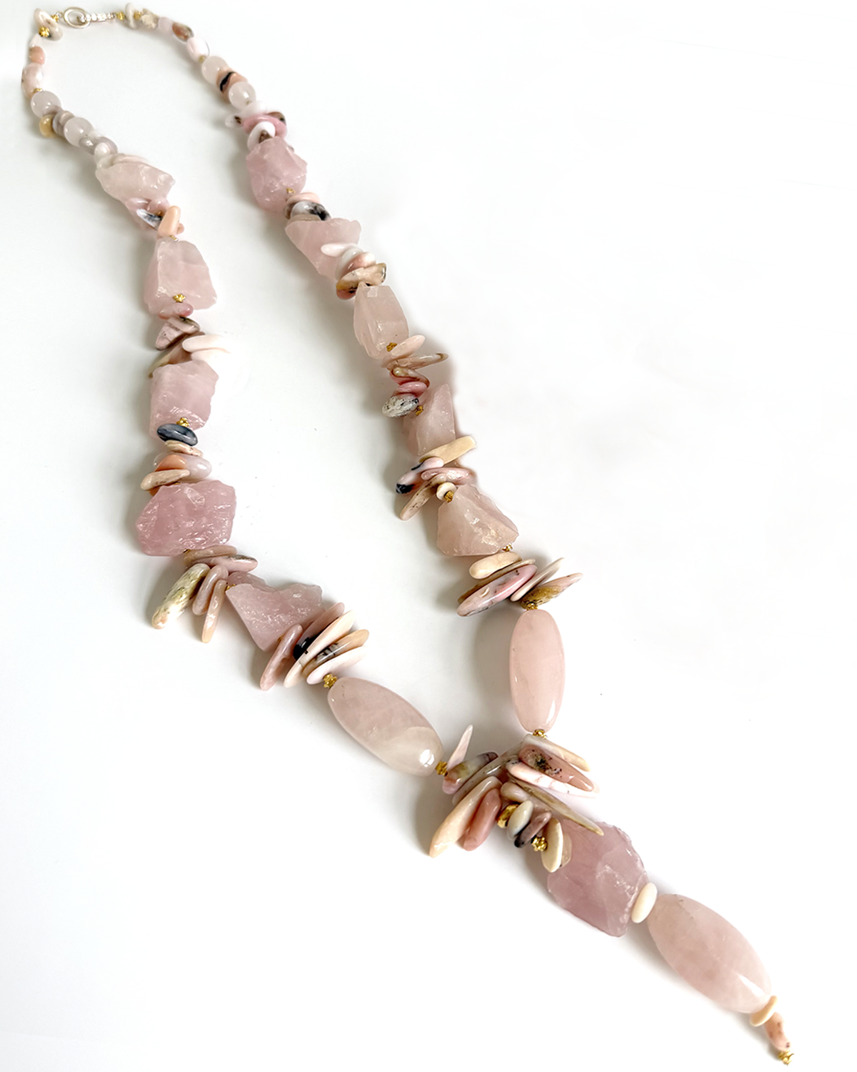 ROSA GLAM PINK QUARTZ VE PINK OPAL PANDANTİF KOLYE