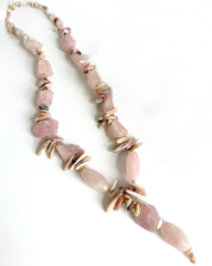 ROSA GLAM PINK QUARTZ VE PINK OPAL PANDANTİF KOLYE