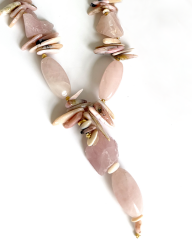 ROSA GLAM PINK QUARTZ VE PINK OPAL PANDANTİF KOLYE